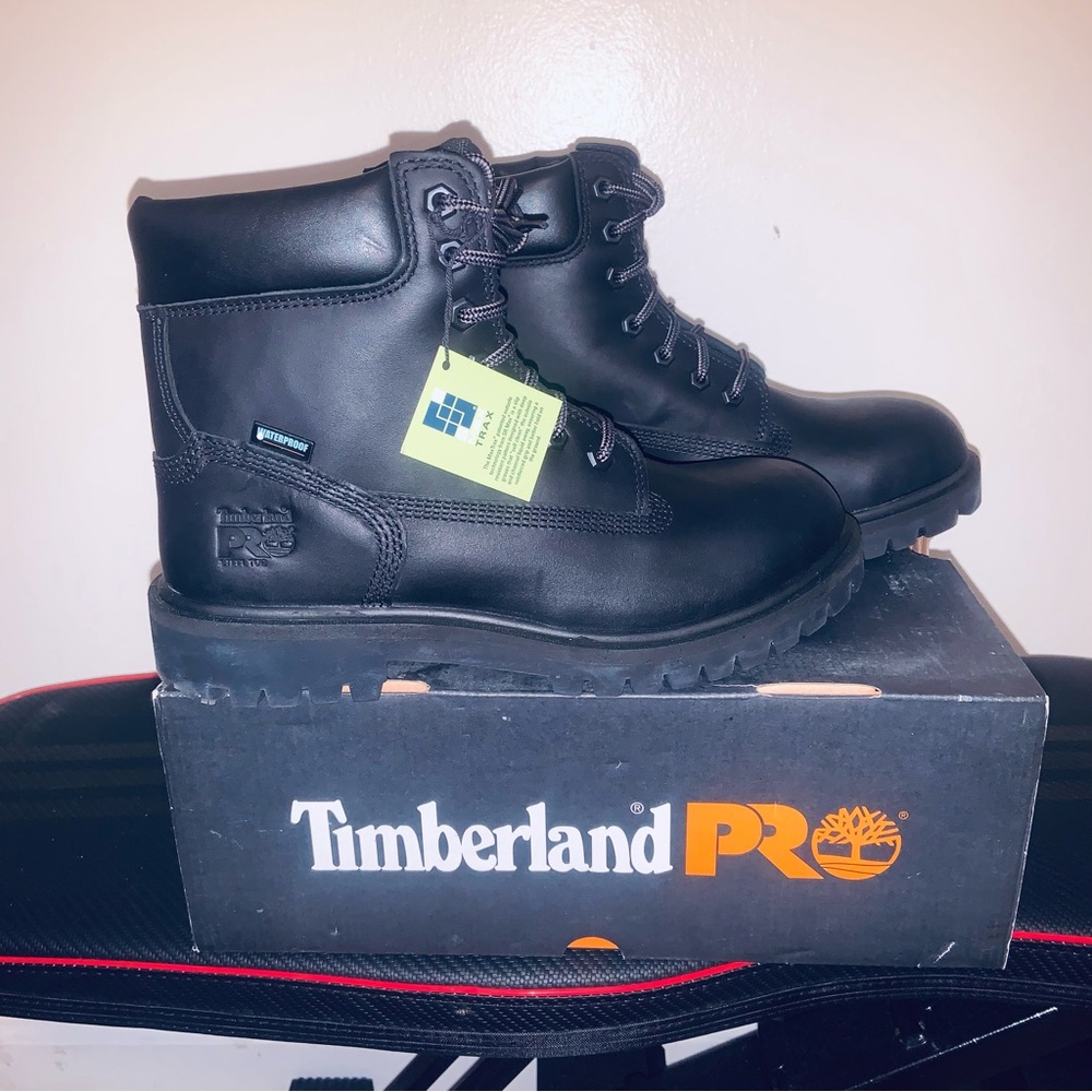 Timberland Black Lace-Up Work Boots Steel Toe